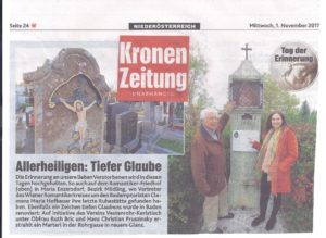 Allerheiligen: Tiefer Glaube - Kronen Zeitung - 01.11.2017