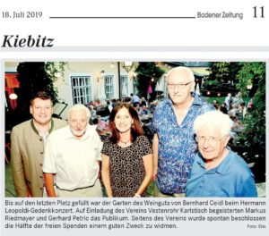 Badener Zeitung - Leopoldi Konzert - Verein Vesterohr-Karlstisch